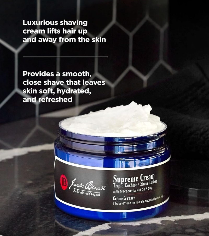 Jack Black Supreme Cream - Triple Cushion Shave Lather for Men | Rich, Moisturizing Shaving Cream