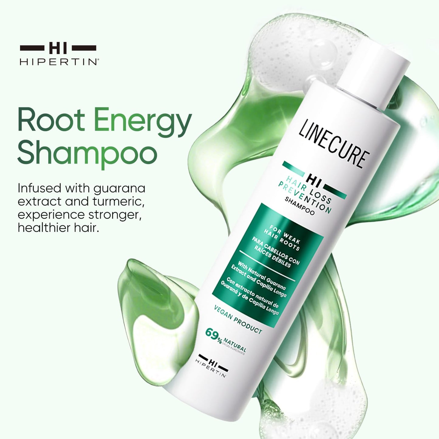 Hipertin Shampoo with Guarana Extract Natural Ingredients for Men Women 10.14 Fl Oz