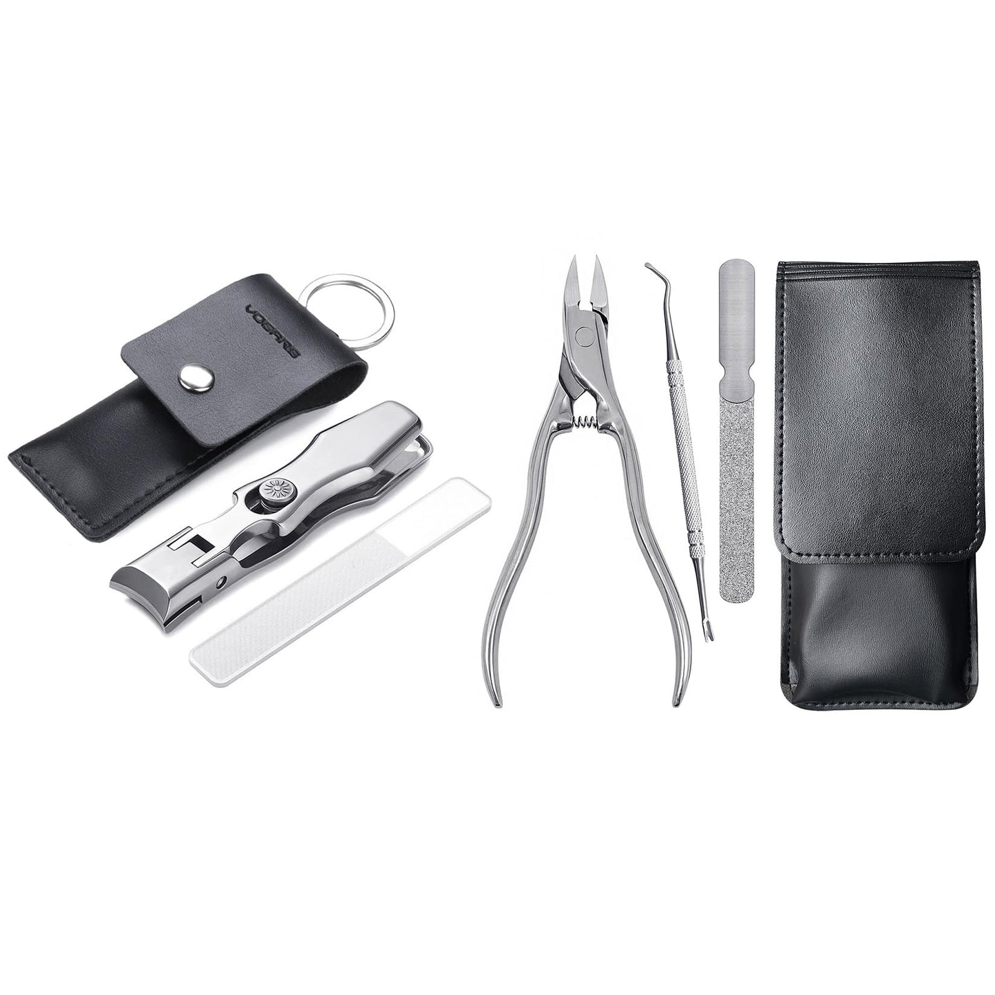 VOGARB Wide Jaw Opening Nail Clippers and 3pcs Long Handle Nail Clippers Combo, Large Heavy Duty for Toenail Fingernail for Men Women Adult Seniors