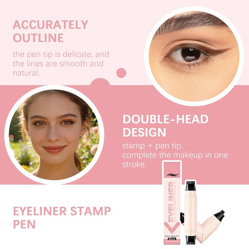 Rotating Eyeliner Stamp Pen, 2026 New Foldable Winged Gel Set for Perfect Cat Eye, Waterproof Smudge-Proof Quick Dry Wingliner Wing Eyeliner Stamp for Beginners (Black)