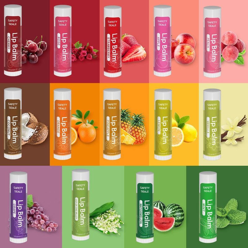 Yopela Lip Balm Variety Set - 84 Pack of 14 Flavors | Hydrating & Moisturizing for Dry Cracked Lips