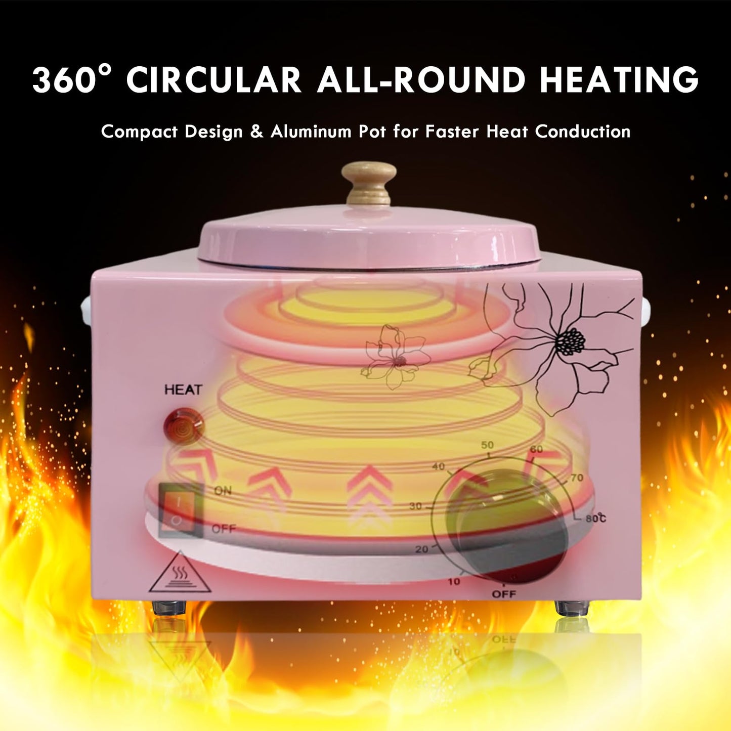 FHATSJ Portable Single Pot Wax Warmer for Painless Hair Removal, Fast Temperature Adjustable Wax Heater with Large Wax Pot for Facial Skin Body SPA Salon Equipment Beauty Salon (Pink-Single Pots)