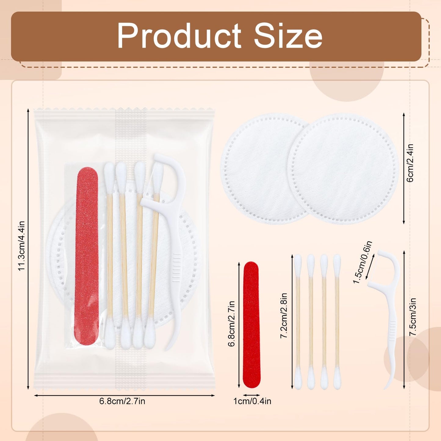 LLHQAMT Vanity Kits Bulk, Hotel Vanity Individually Packaged, Vanity Kit With Cotton Pads, Cotton Swabs, Dental Floss And Nail File (200 pcs)