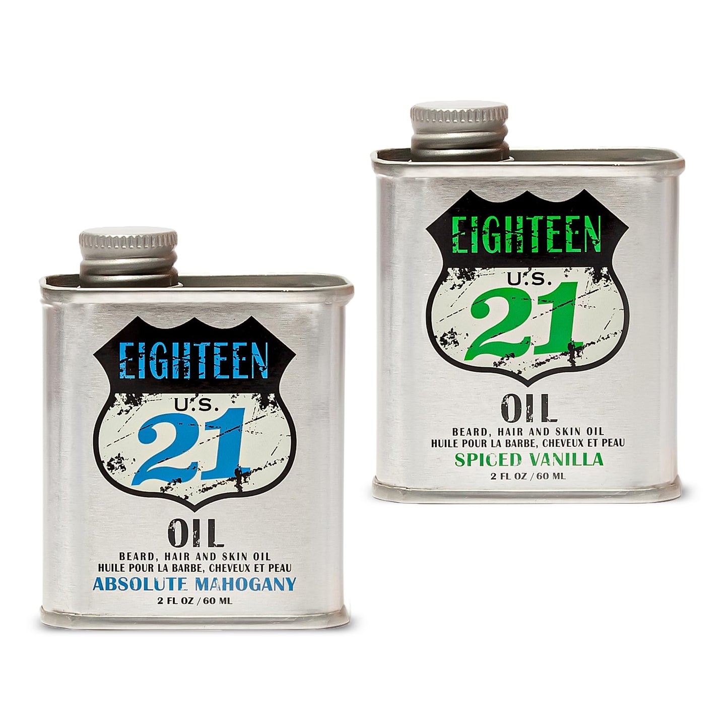 18.21 Man Made Absolute Mahogany & Spiced Vanilla Beard, Hair & Skin Oil 2-Set Bundle, All Hair & Skin Types for Men, Strengthens and Moisturizes in a Manly Aroma