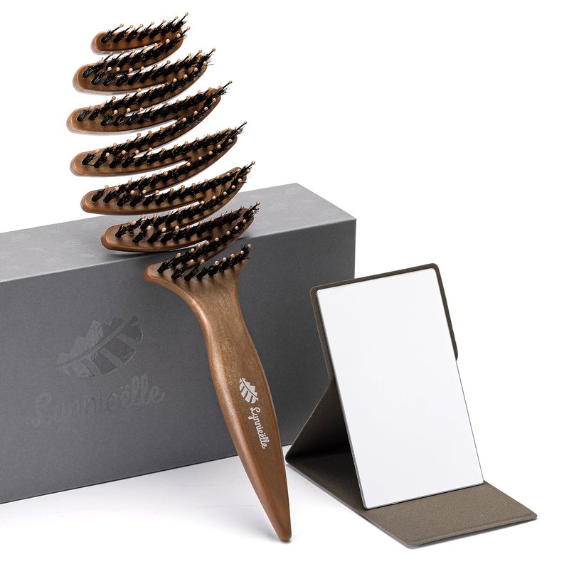 Lynnieëlle Boar Bristle Hair Brush for Fine Hair - Ultimate Smoothing Vented Detangler Wet Brush for Women, Gentle Scalp Massage, A Great Gift