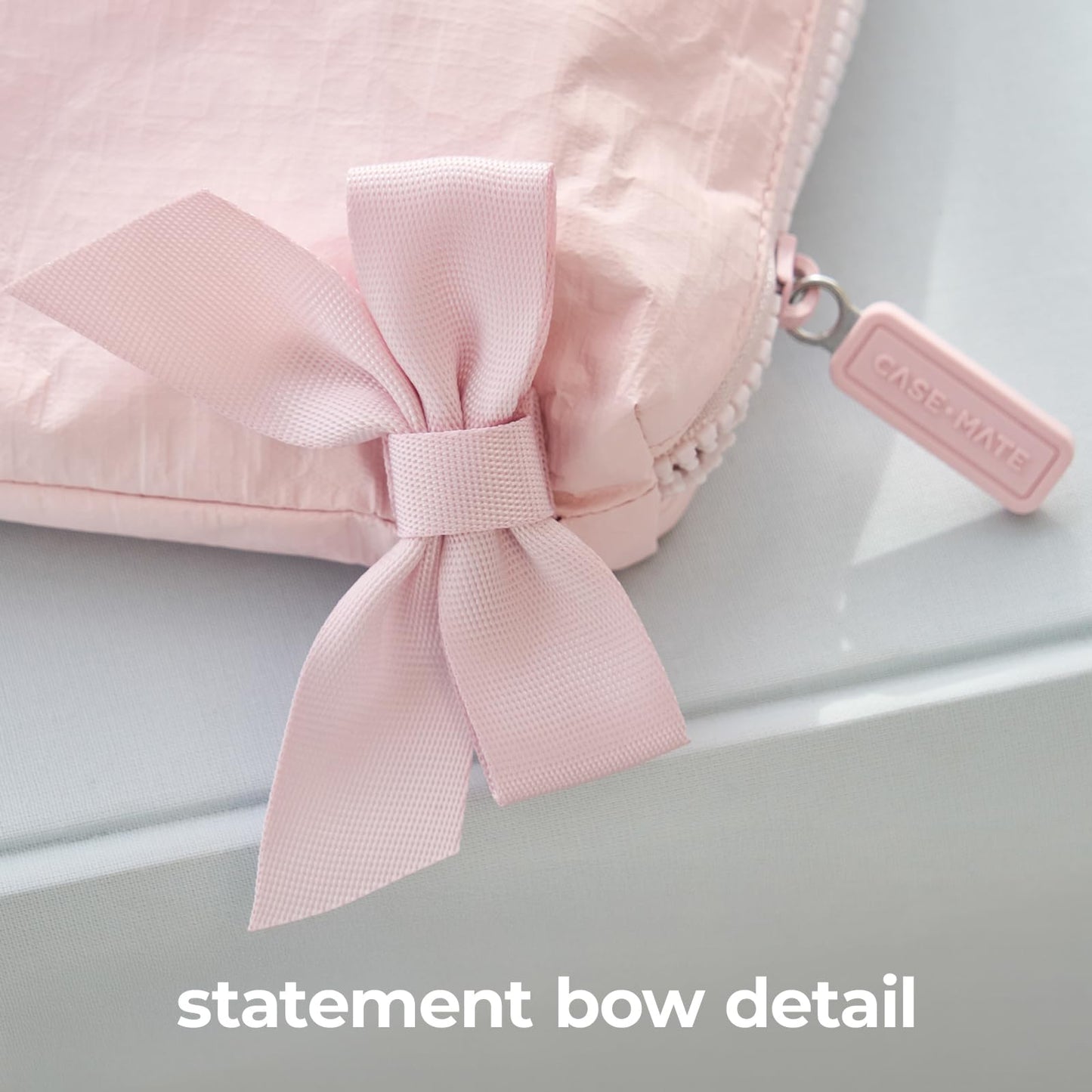 Case-Mate Essential Crinkle Bow Makeup Bag - Ballet Pink