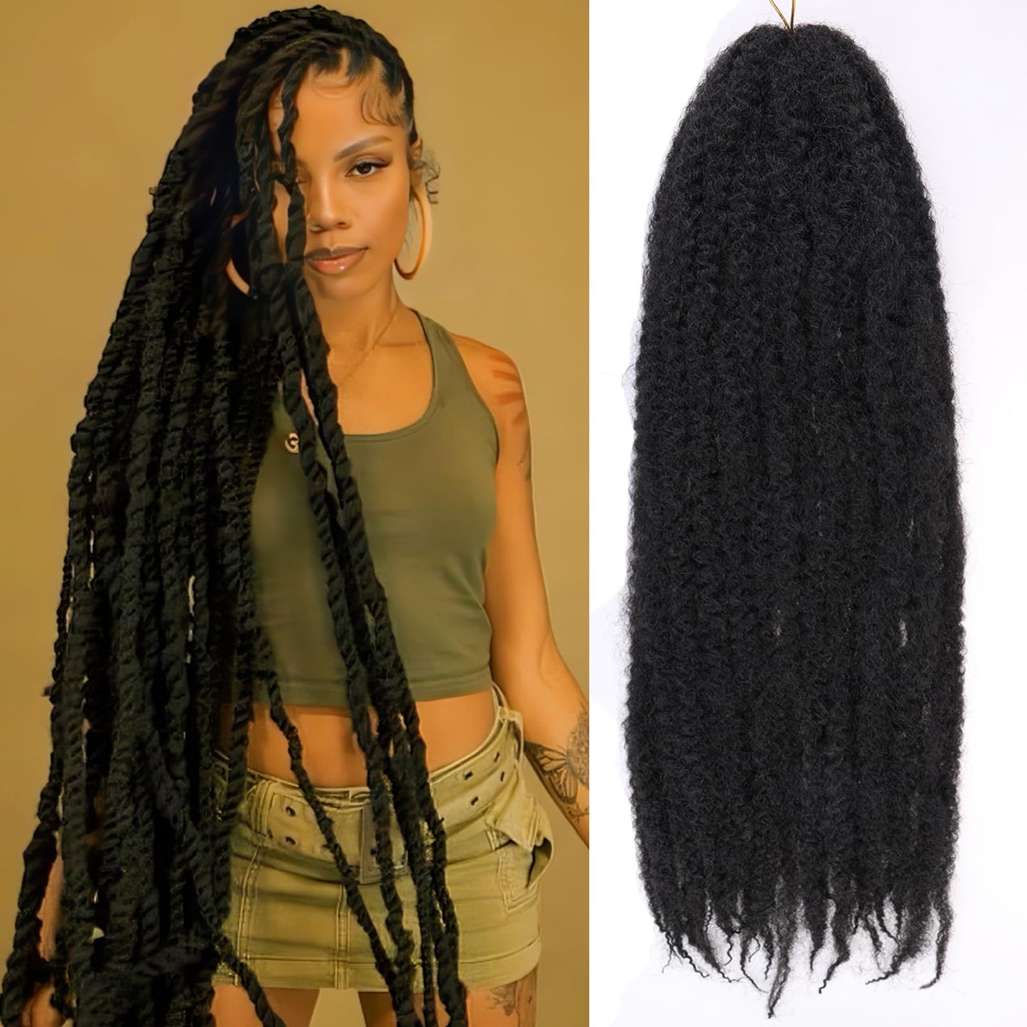 RuiYok 30 Inch Marley Twist Braiding Hair Ombre Brown Marley Hair Crochet Braids 8 Packs Pre-Separated Springy Afro Kinky Twist Hair for Black Women Long Braiding Hair for Crochet Locs Braids T30#