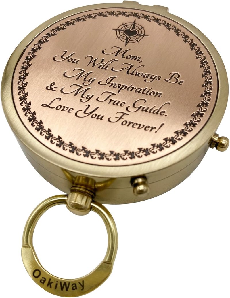 Makeup Compact Hand Mirror with Compass - Sentimental Gift for Mom | Premium Brass, Perfect for Birthdays & Mother's Day