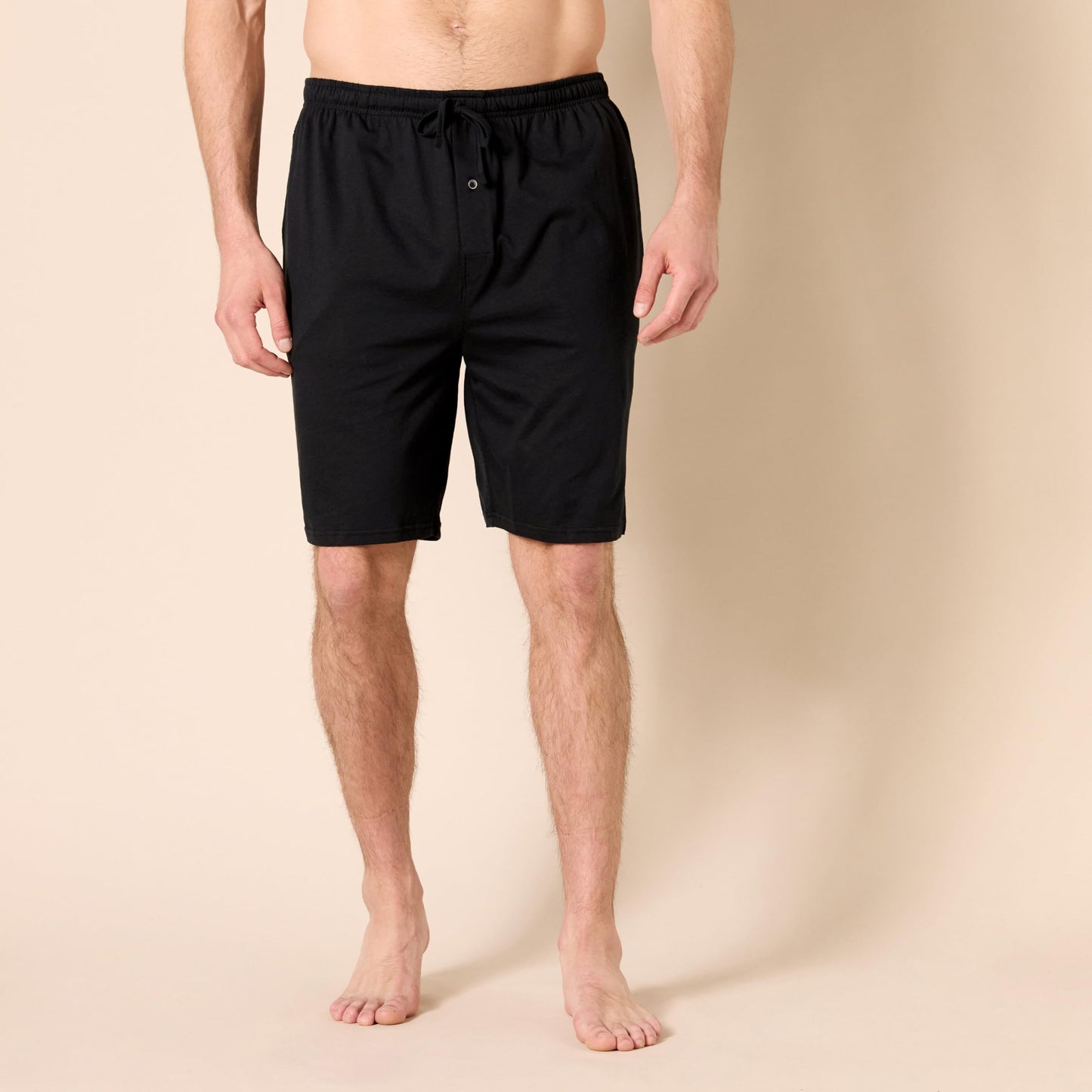 Amazon Essentials Men's 9" Knit Pajama Shorts with Drawstring, Elastic Waistband (Available in Big & Tall), Black, Medium
