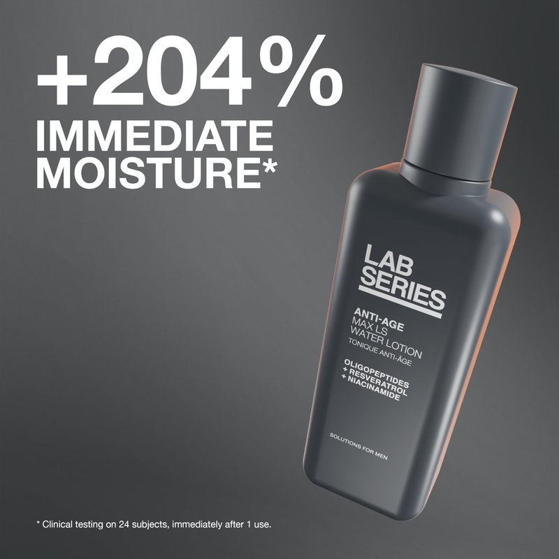Lab Series Men's Max LS Water Lotion Toner - Moisturizing Essence Face Toner with Hyaluronic Acid and Caffeine - Skin Care for Men, 6.7 Fl Oz