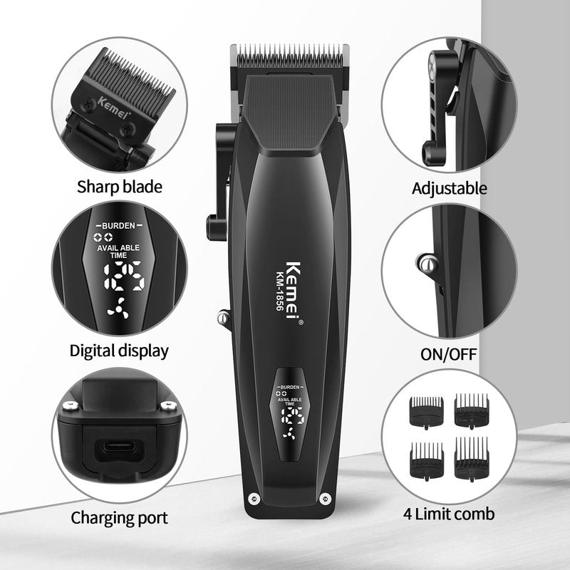 KEMEI Professional Hair Clipper for Men - Cordless Hair & Beard Trimmer with Adjustable Blade | USB Rechargeable