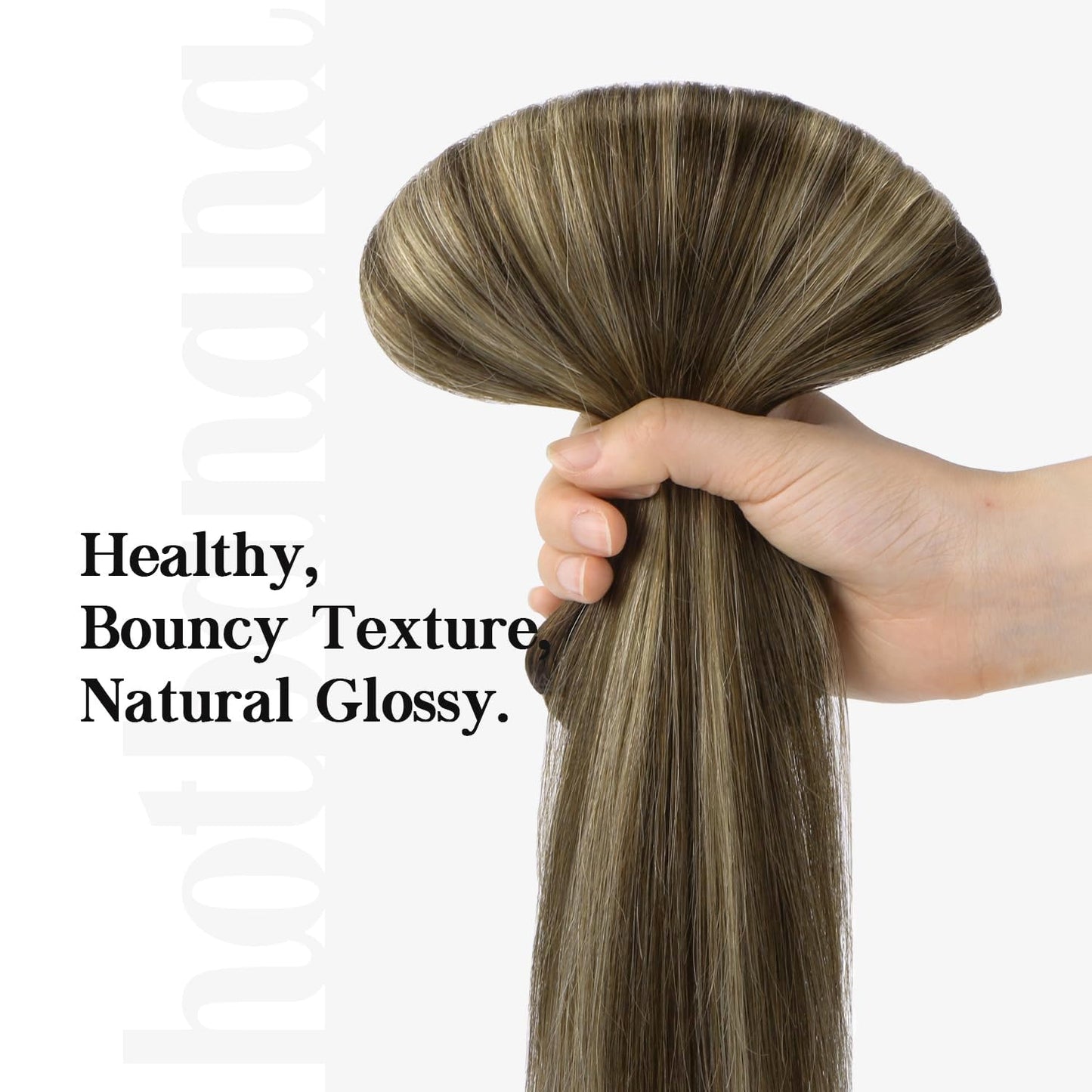 HOTBANANA Human Hair Clip in Hair Extensions, Balayage Chocolate Brown with Honey Blonde 120g Clip in Hair Extensions Real Human Hair Straight Remy Hair Clip Ins Dark Roots Ombre 14 Inch 7pcs