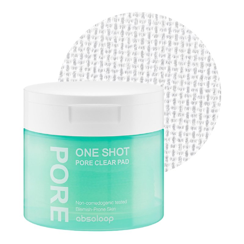 ABSOLOOP One Shot Pore Clear Pad, Clinically Proven Pore Care Toner Pad, Pore Fraxional Complex, Sebum Control & Exfoliation, pH 5.0 Hypoallergenic, 4.9 fl.oz (60 pads)