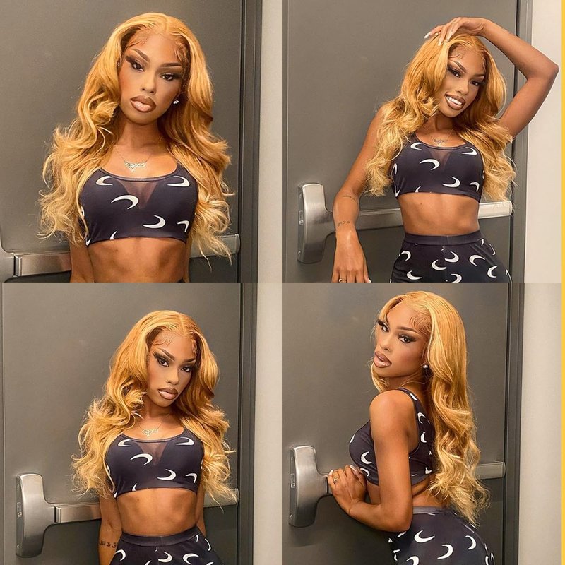 Honey Blonde Lace Front Wig - Glueless Body Wave Synthetic Hair | Pre-Plucked, Natural Hairline