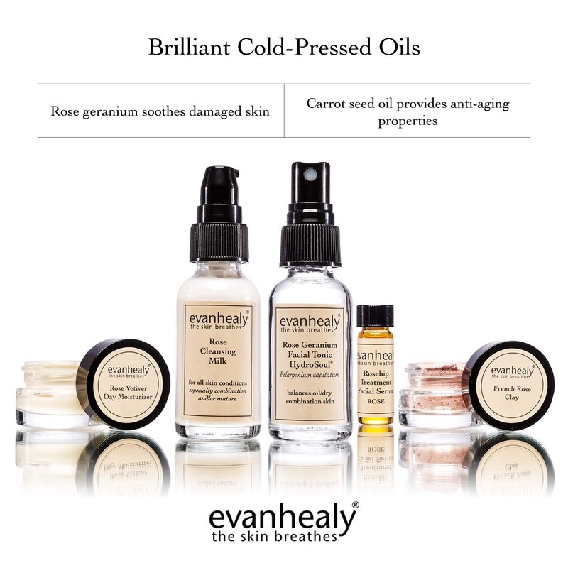 evanhealy Balancing Ritual | Rose Skin Care Set | 5 Piece Travel Face Care Kit for Combination Skin | Skincare Kit with Facial Mask & Gentle Skin Cleanser | Harmonize Oil Imbalance