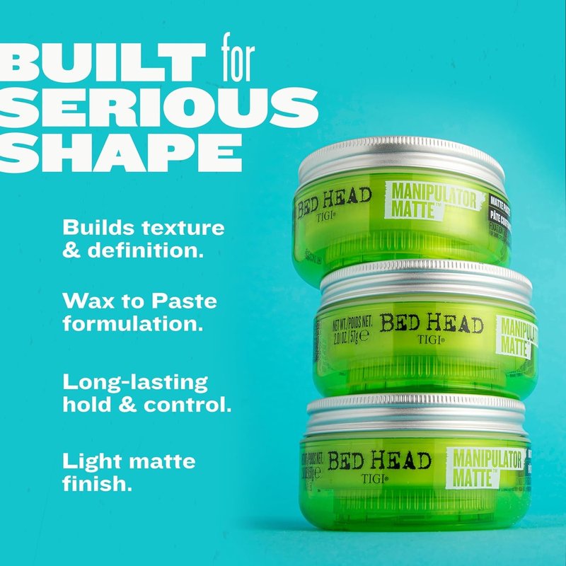 TIGI Bed Head Manipulator Matte Hair Wax, Strong Hold Sculpting and Styling Paste for Short to Medium Hair, 2.01 oz