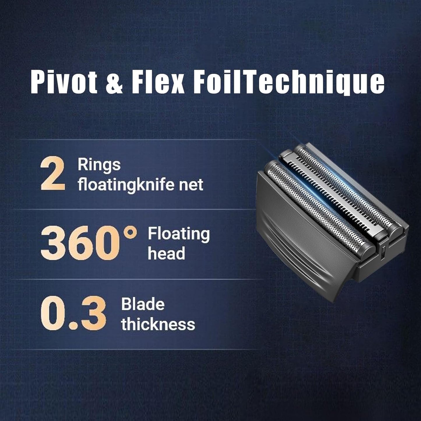 Shaver Replacement Foil Head - Compatible with Remington TITANIUM-X Flex & Pivot | 2-Pack Black