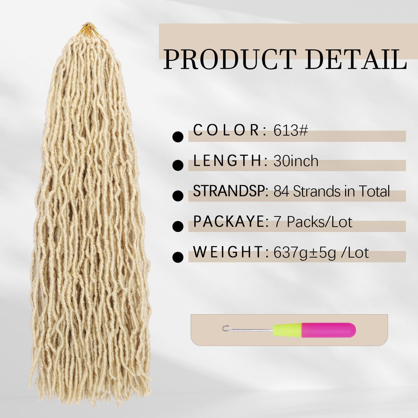 DACAI XIU Faux Locs Crochet Hair 7 Packs Soft Locs Crochet Hair Pre Looped Goddess Locs Dreadlocs Synthetic Hair For Black Women (613#, 30 Inch (Pack of 7))