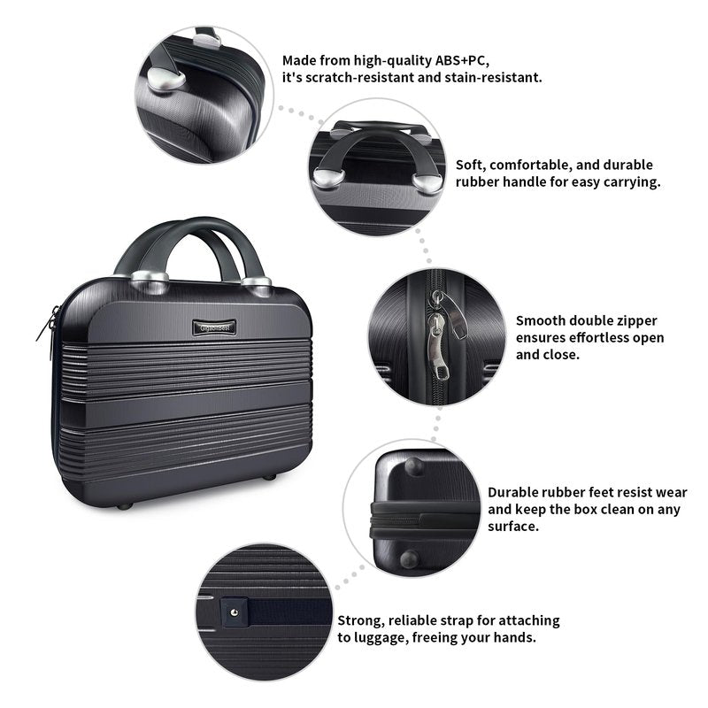 GigabitBest Portable Makeup Travel Case，PC+ABS hard shell cosmetic case,Women's portable cosmetic case with safety lock, suitable for travel and daily use-Green