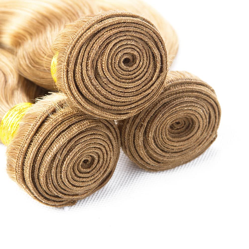 MLMYBAYEA P27/613 Human Hair Bundles Blonde Deep Wave Bundles 08 10 12 Inch Blonde Highlight Deep Wave Extensions Unproceesed Brazilian Virgin Hair For Women