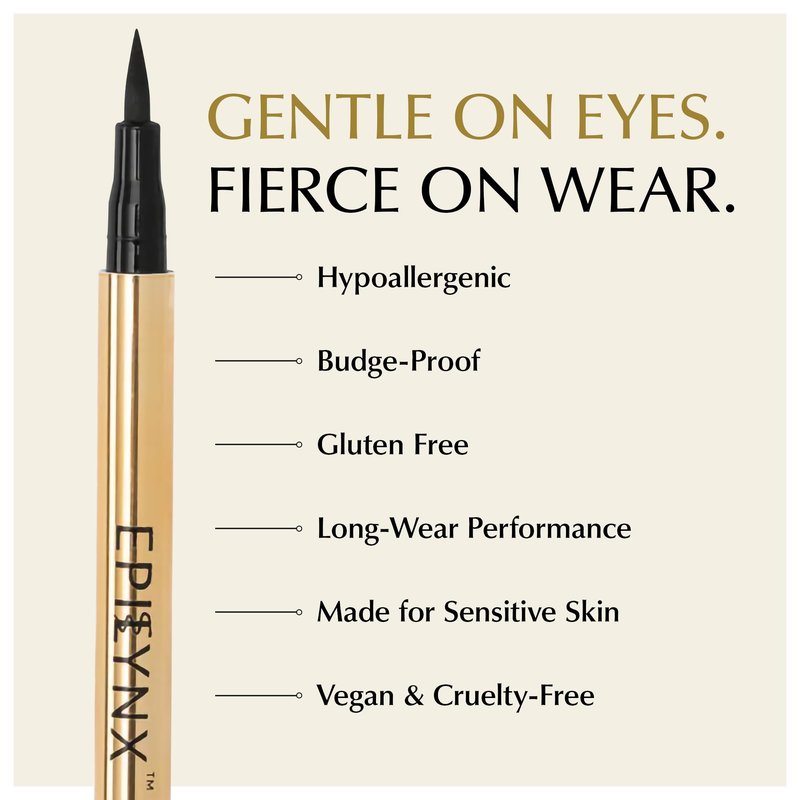 EPILYNX Liquid Eyeliner - Hypoallergenic Eyeliner with Fine Brush Tip, Long-Lasting Waterproof Eye Liner - Cruelty-Free, Vegan, Gluten-Free, Smooth Application Liquid Eye Liner, Black 2mL