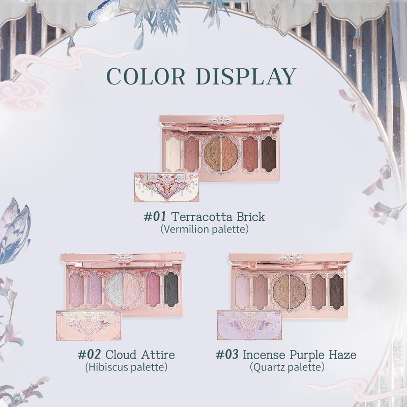 Flower Knows Butterfly Cloud Collar Embossed Six-Color Makeup Palette,Beige Face Palette with 4 Matte + 2 Shimmer Shades,Blendable Smooth Cute Make Up,0.23 oz(01 Terracotta Brick)