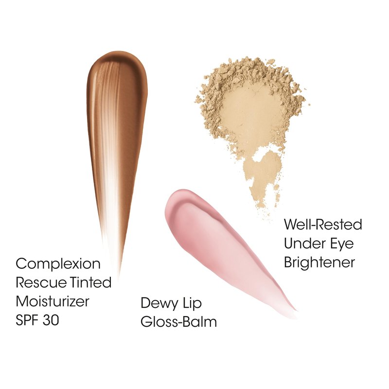 bareMinerals 3-Piece Clean Beauty Gift Set, Includes 3 Full-Sizes, Tinted Moisturizer Mineral SPF 30 + Hyaluronic Acid, Under-Eye Brightener + Concealer, Dewy Lip Gloss-Balm Set, Makeup Trio, Vegan