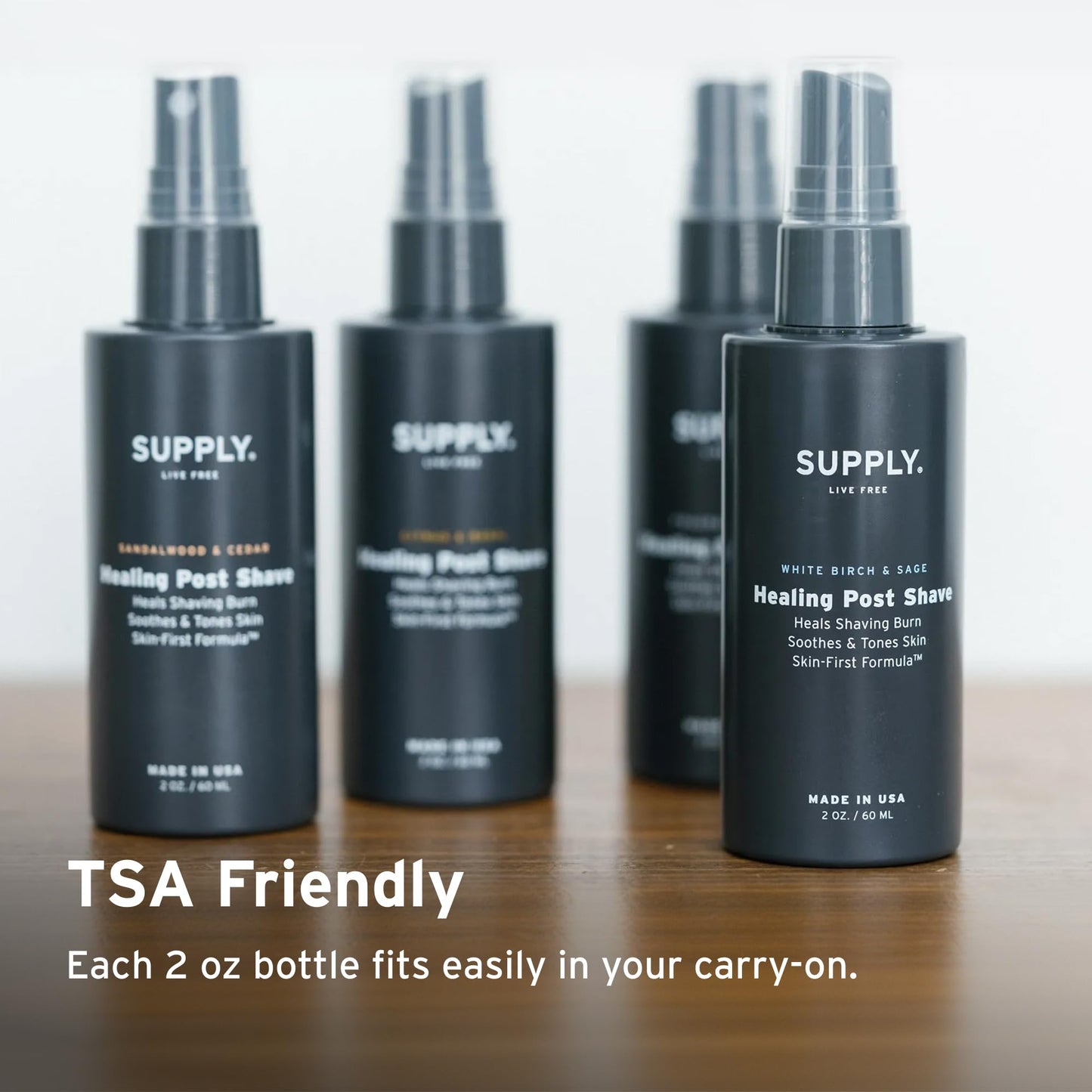 SUPPLY Healing Post Shave Spray for Men – Alcohol-Free Aftershave to Soothe Irritation, Hydrate Skin & Reduce Razor Burn – Sensitive Skin Friendly – Sandalwood & Cedar, 2 oz