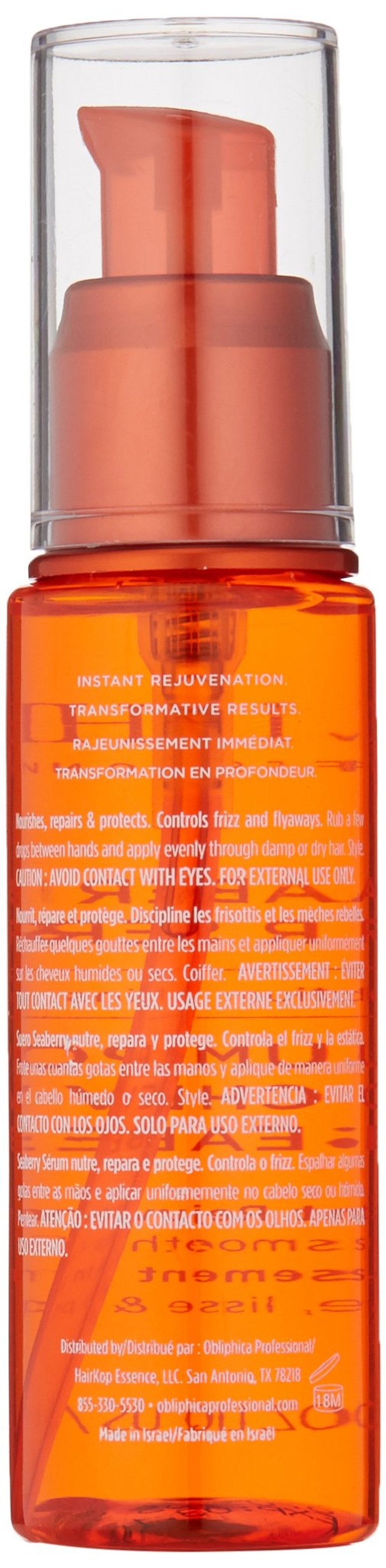 Obliphica Seaberry Leave in Hair Serum for Fine & Medium Hair - Vitamins and Omegas for Frizz Free & Nourished Hair - Hair Serum for Dry Hair and Growth - 2.2 Fl Oz