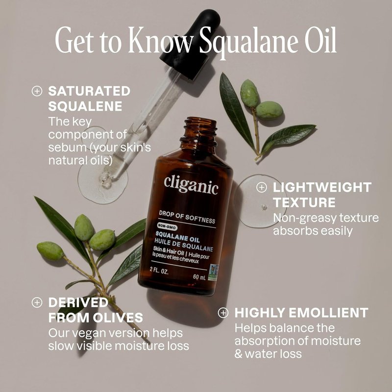 Pure Squalane Oil - Natural Plant-Derived Moisturizer for Skin & Hair | 1oz, Non-GMO