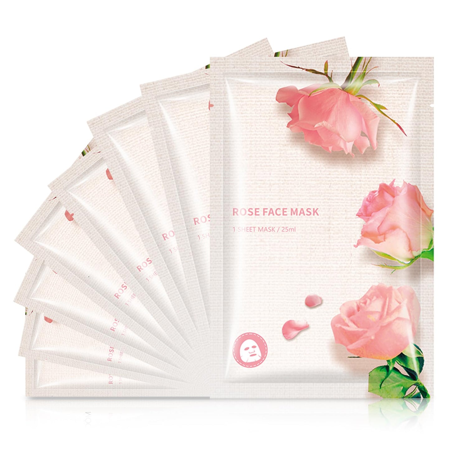 GUOYAOLIFU Hydrating Facial Masks Skincare for Women,Pink Rose Face Mask Sheet Skincare, Moisturizing Face Mask for All Skin Types (10-Packs)