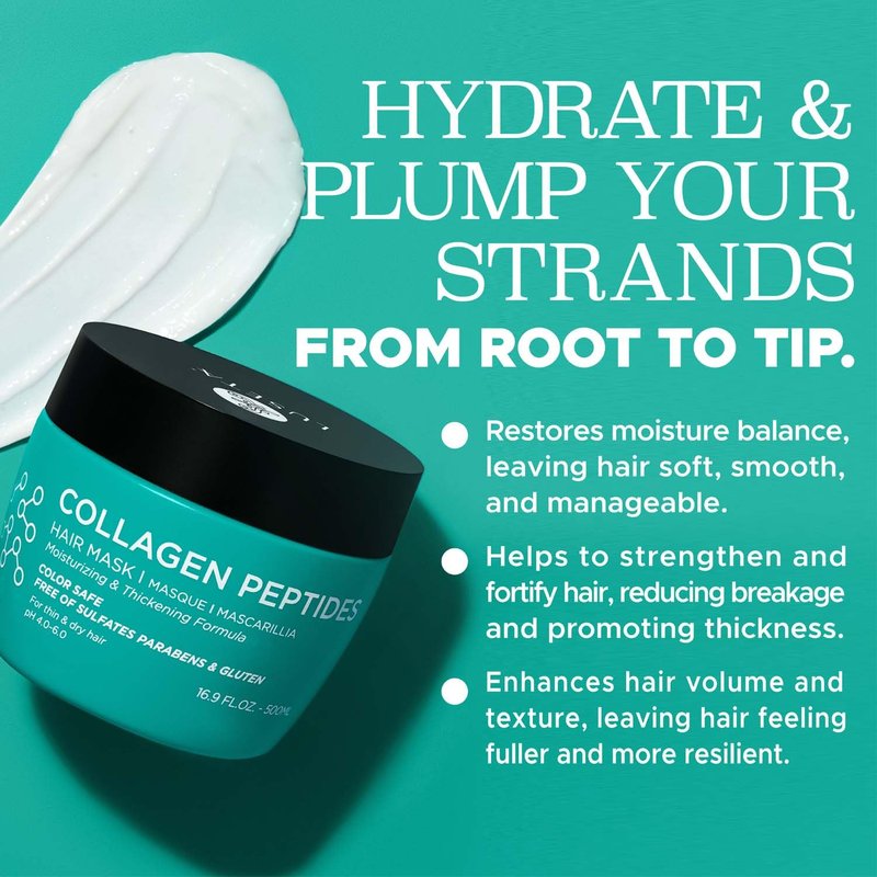 Luseta Thickening Hair Mask with Collagen Peptides Strenghten and Moisturize for Thin & Dry Hair, Promote Thickness and Reduce Breakage for Fuller-Looking Hair 16.9oz