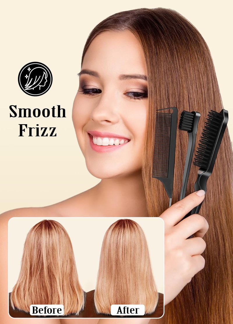 Slick Back Hair Brush & Hair Wax Stick Set | Frizz Control & Flyaway Smoothing for Sleek Styles