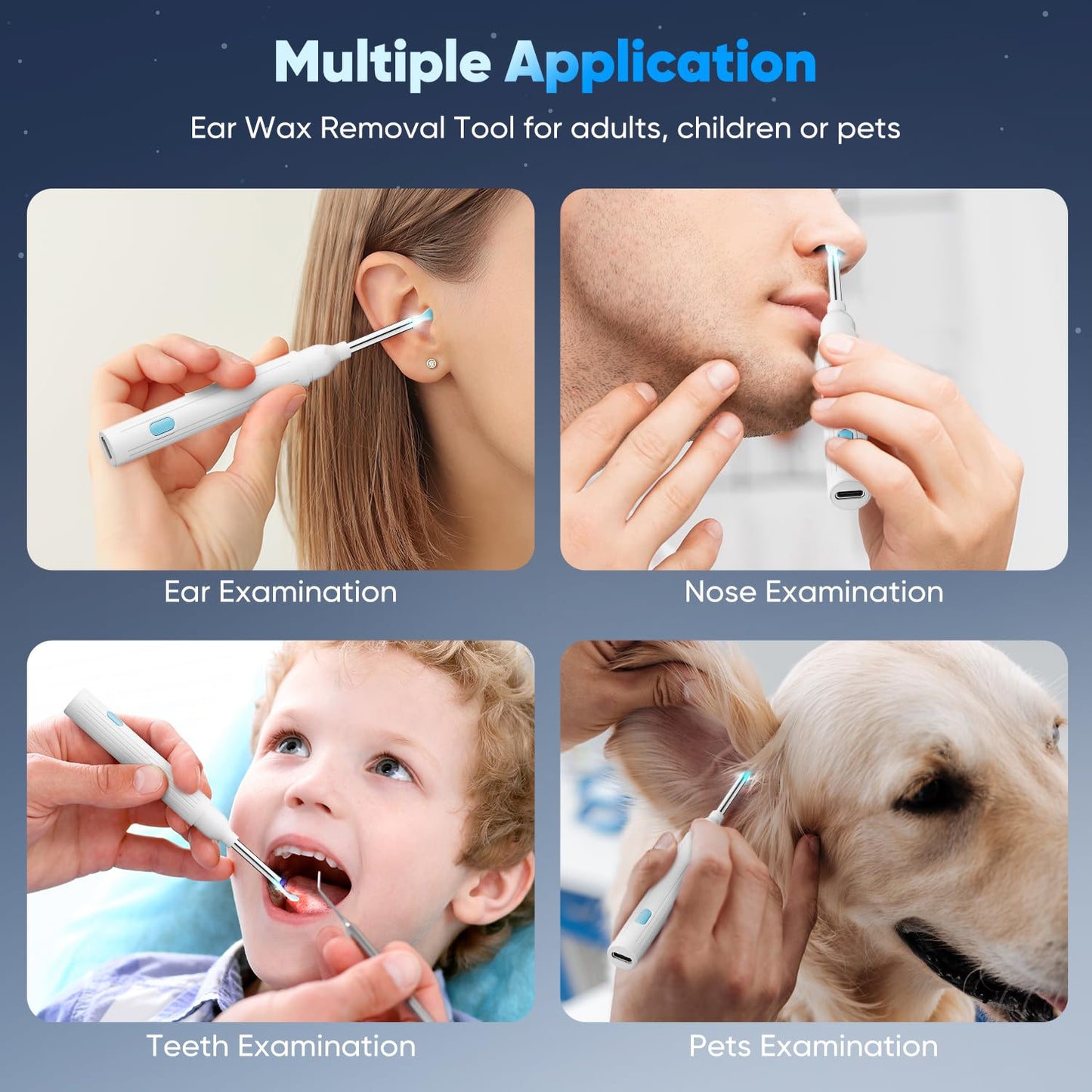 MOOPHY Ear Wax Removal Tool with Camera, 1296P HD Ear Cleaner with 6 LED Lights, Wireless Otoscope Earwax Removal Kit with Silicone Tips & Ear Spoons, Ear Camera for iPhone, iPad & Android, White