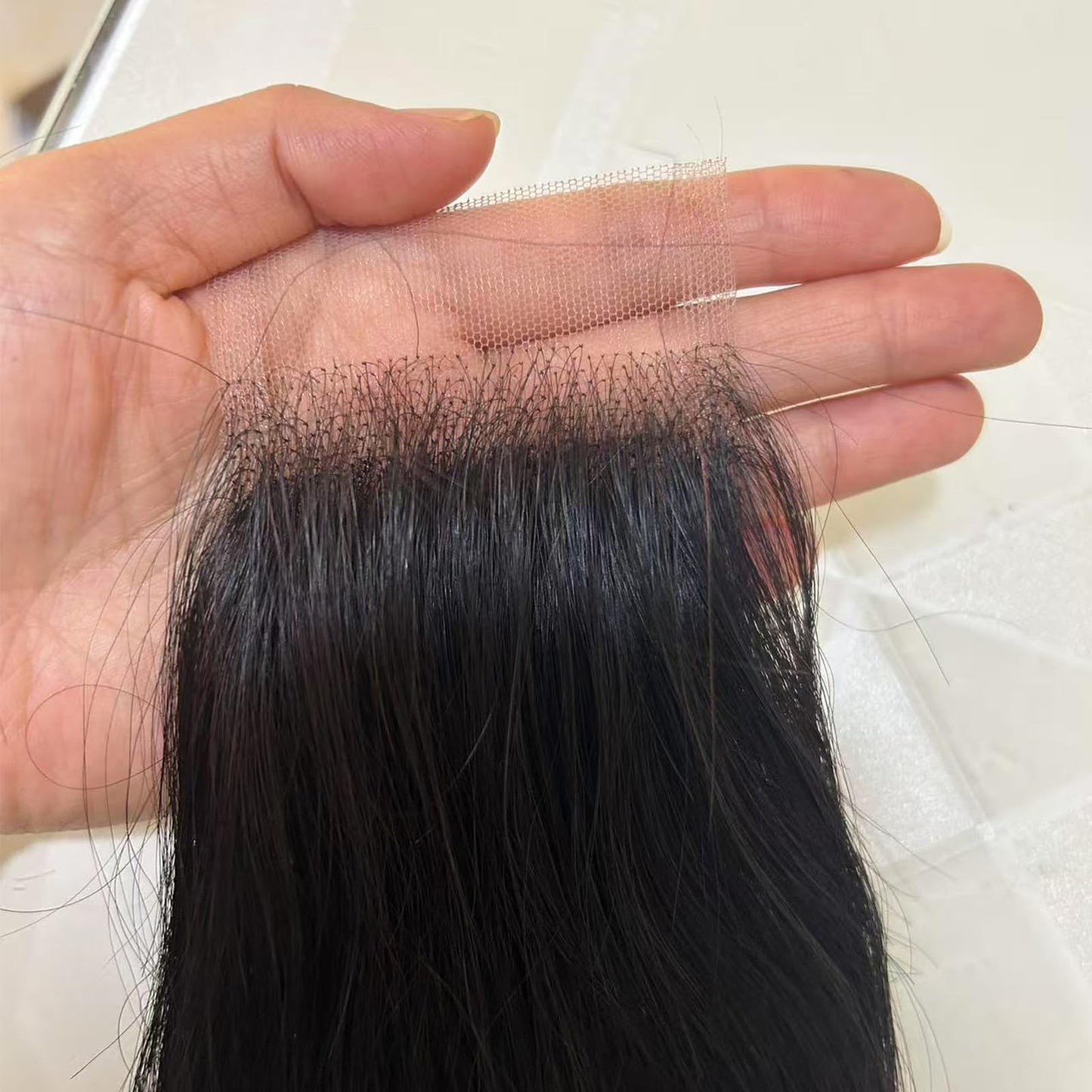 2x6 Frontal Hd Lace Closure Human Hair Middle part Invisible Skinlike Hd Lace, Bleached Knot Pre-Plucked 2 by 6 Lace Frontal Closure, 16 Inch Straight Human Hair Closure With Baby Hair Natural black