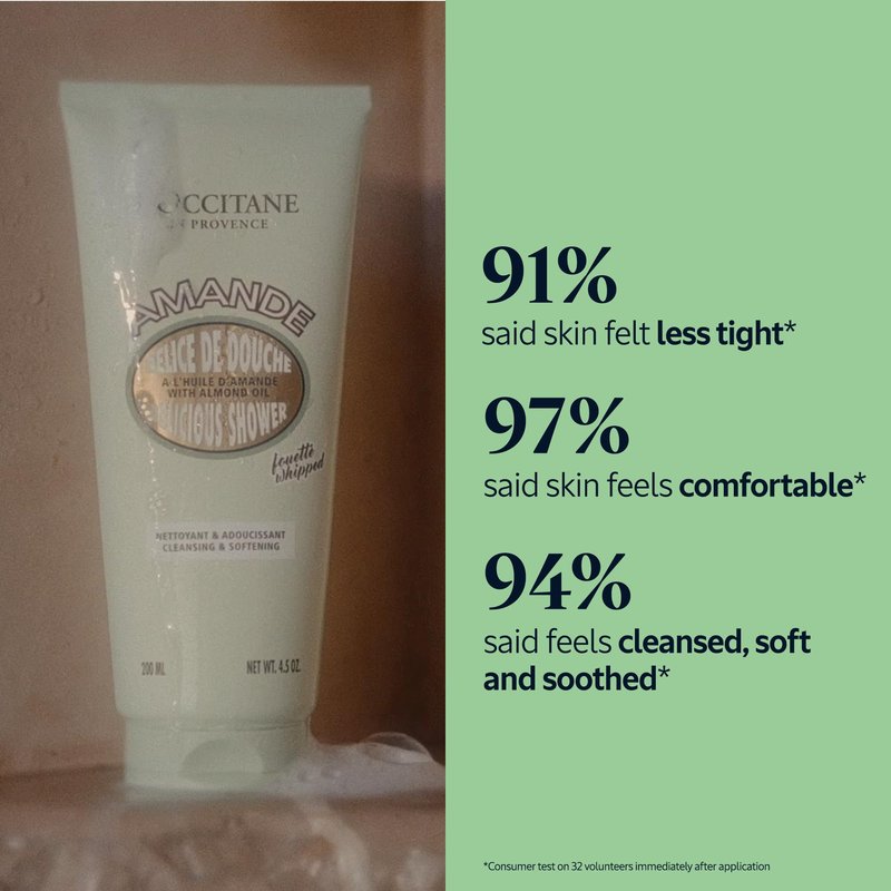L’Occitane Almond Delicious Shower, Gentle Body Wash Cleanses, Moisturizes, Softens & Purifies for Radiant, Smooth Skin, Vegan Skincare, Scented