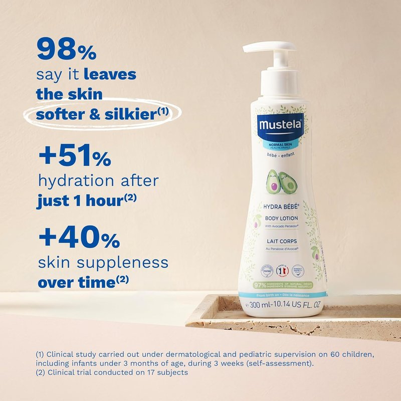 Mustela Hydra Bebe Body Lotion - Daily Moisturizing Baby Lotion with Avocado & Jojoba Oil | Multiple Sizes Available