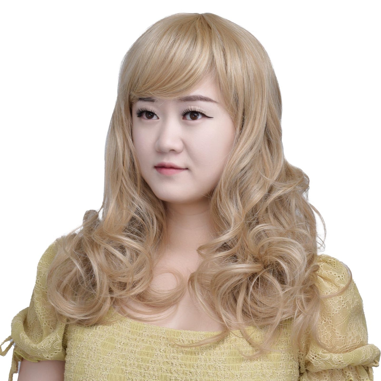 SYXLCYGG Wigs Women Long Grey Wig 28" Curly Silver Synthetic Womens Daily Wigs With Bangs Real Hair Wig White Wavy Part Costumes Wig Girls Ladies Natural(free wig cap)