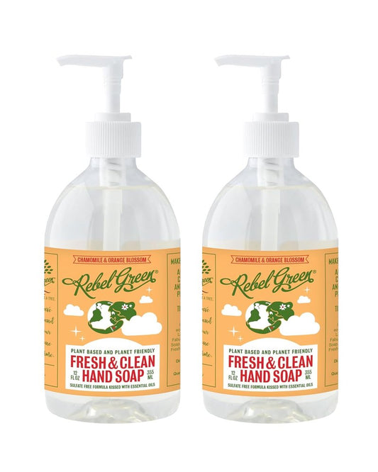 Fresh & Clean Hand Soap - Natural Liquid Soap with Orange & Chamomile | 12 Fl Oz, Pack of 2