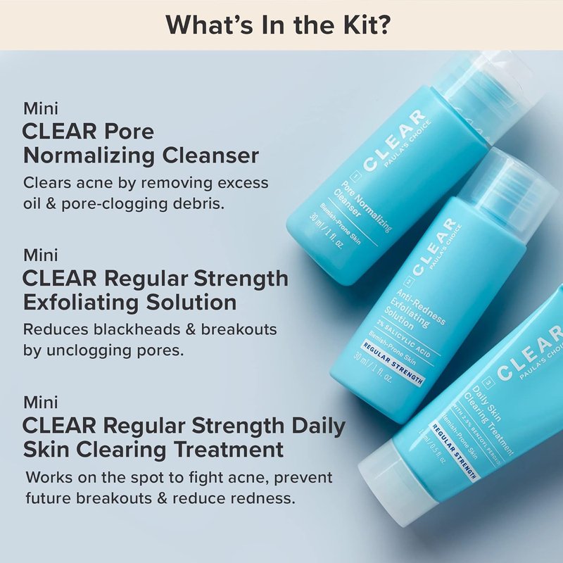Paula's Choice Acne Treatment Kit - Daily Cleanser & 2% Salicylic Acid | Fragrance-Free, 3-Piece Set