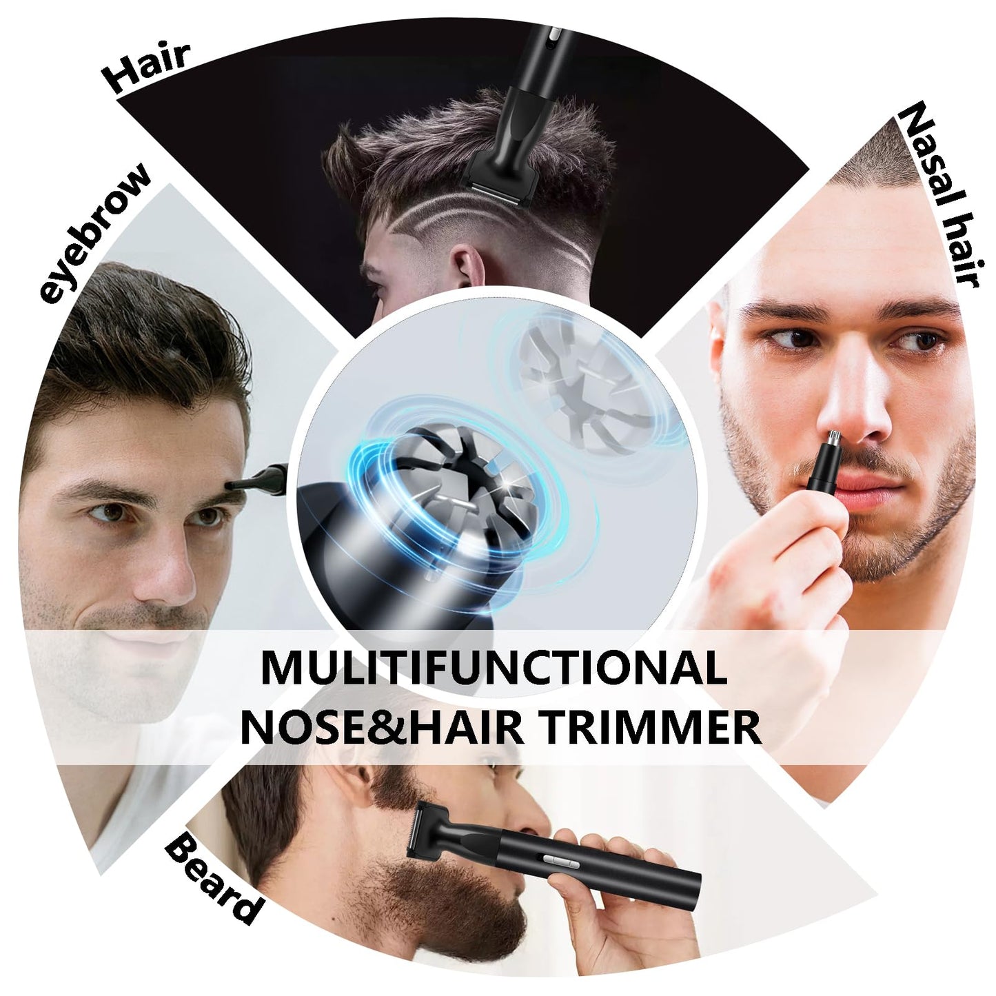 Dust2Oasis Nose Hair Trimmer for Men Women-2025 All-in-1 Professional Use for Nose Ear Hair Trimmers Clipper Pro-14,000RPM Motor,2 hrs Rechargeable Hair Trimmer Set with Dual Edge Blades N414