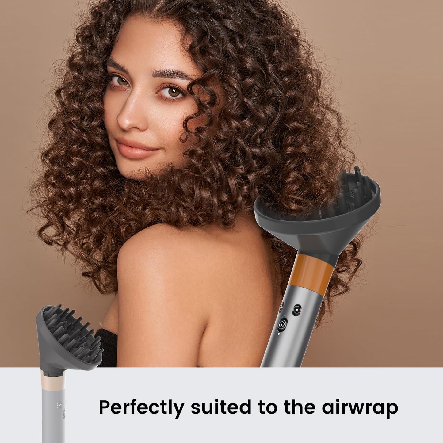 AIRUISH Upgraded Diffuser & Large Round Volumizing Brush for Dyson Airwrap, Attachment for Airwrap HS05 HS01, Fuchias