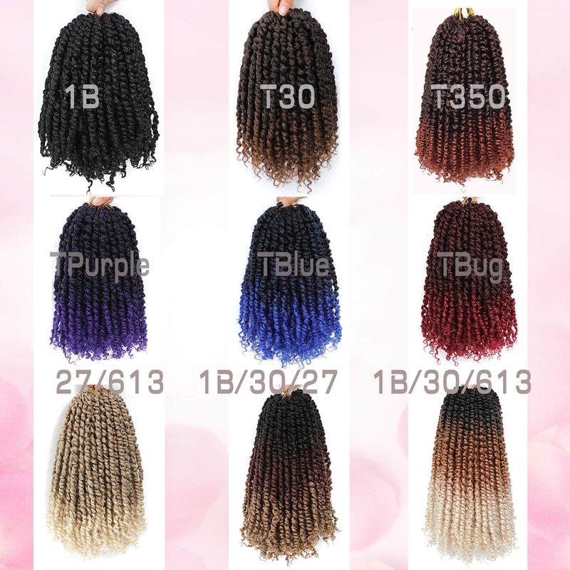 Bestlove Blue Pre-twisted Passion Twist Crochet Hair 14 Inch 8 Packs Pre-looped Bohemian Curly End Synthetic Braiding Hair Extensions, Low Temperature Soft Twist Braids for Black Women (T1B/Blue)