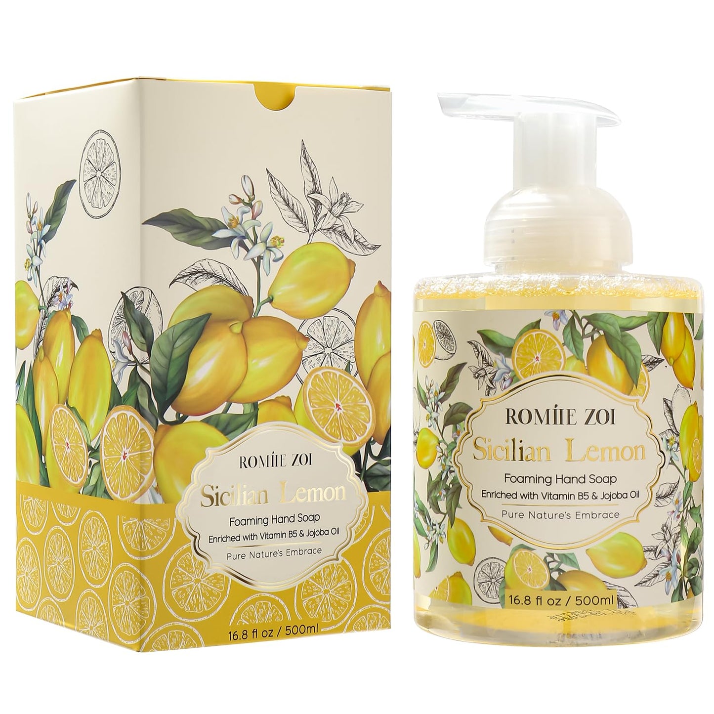 ROMIIE ZOI Foaming Hand Soap, Sicilian Lemon, 500ml/ 16.8fl.oz