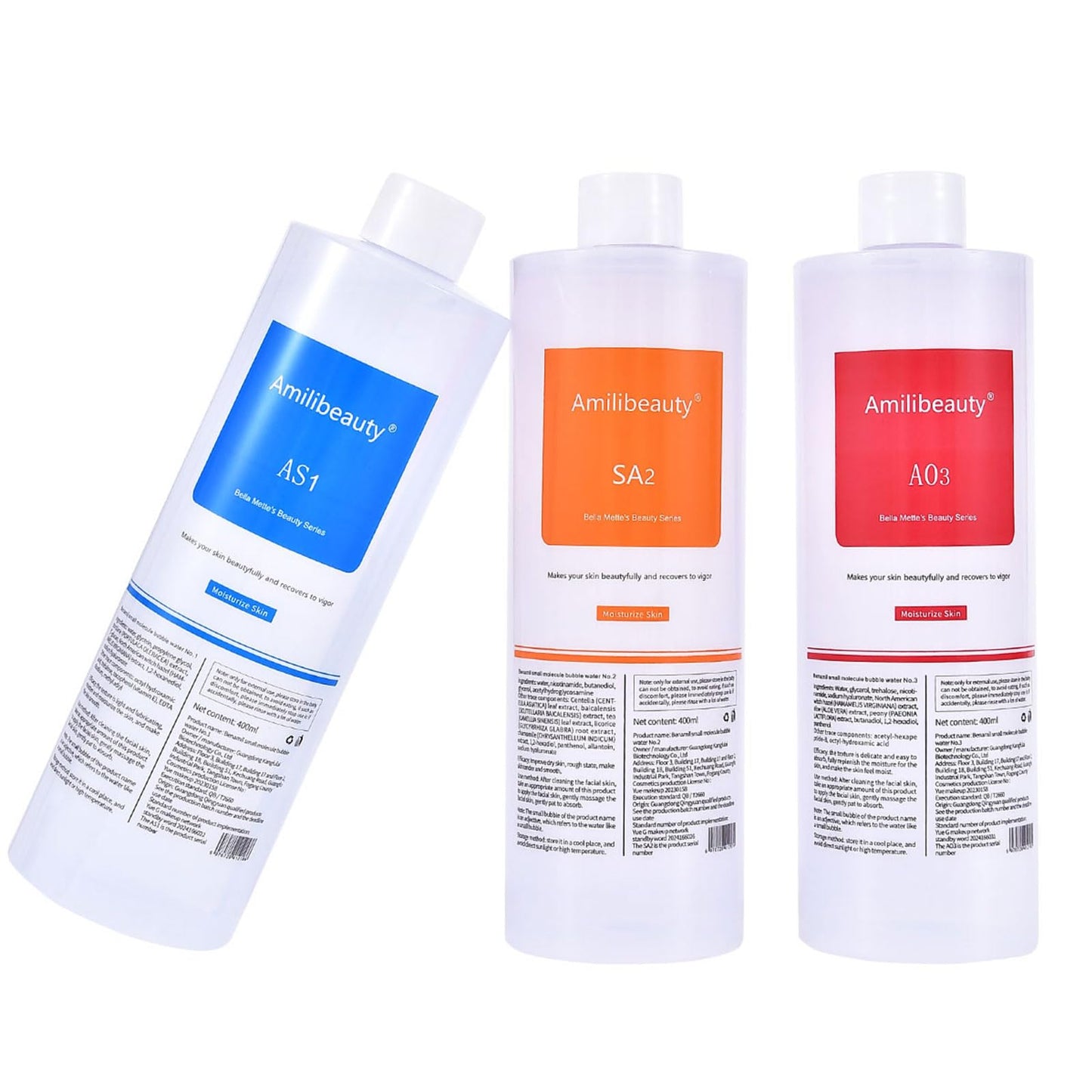 REEOOH Serums AS1 SA2 AO3, 400ml Peeling Solution Salon Skin Scrub, Facial Cleansing Moisturizing Skin Care, for Small Bubble Skin Care Facial Mask Machine, Ideal Gift for Women