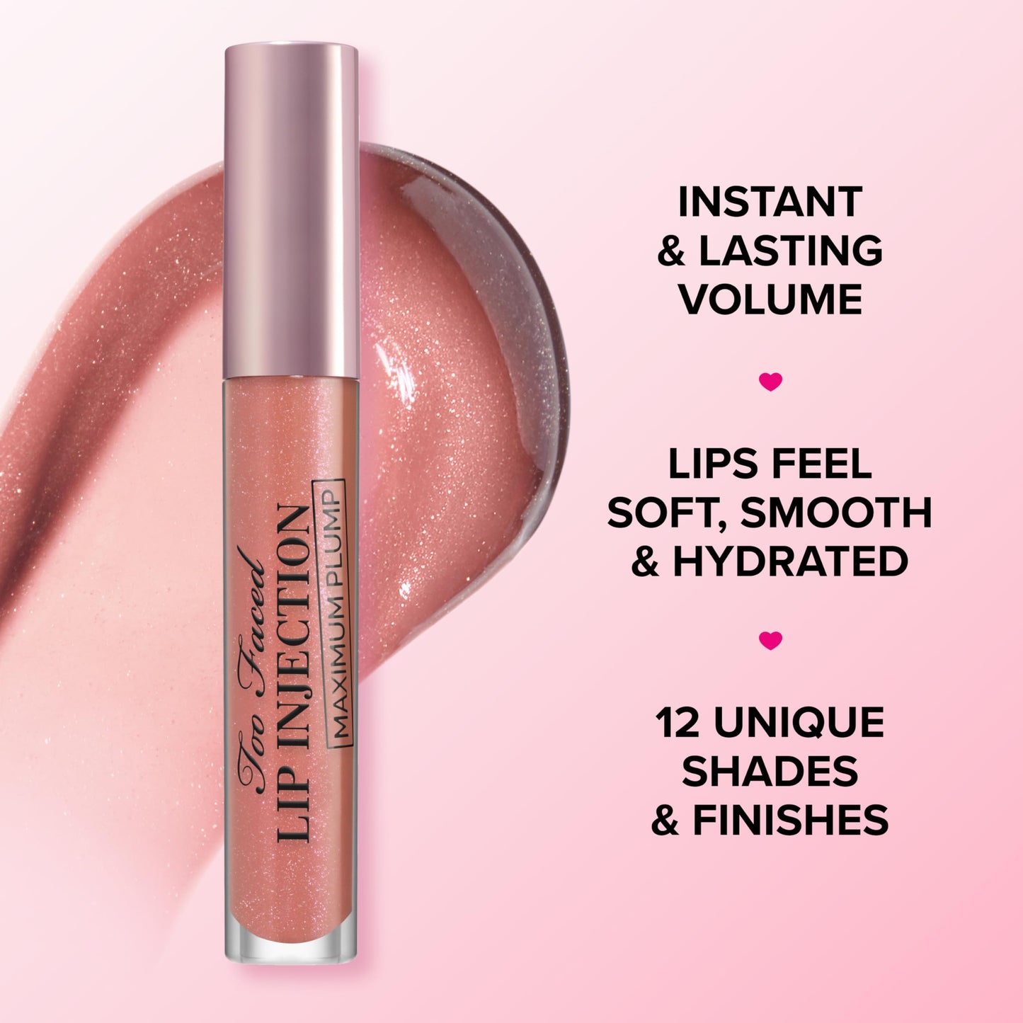 Too Faced Lip Injection Maximum Plump Extra Strength Lip Plumper Gloss | Hydrating, Volumizing, + Plumping, 0.14 Fl Oz, Berry Crush (Vibrant Fuchsia Berry)
