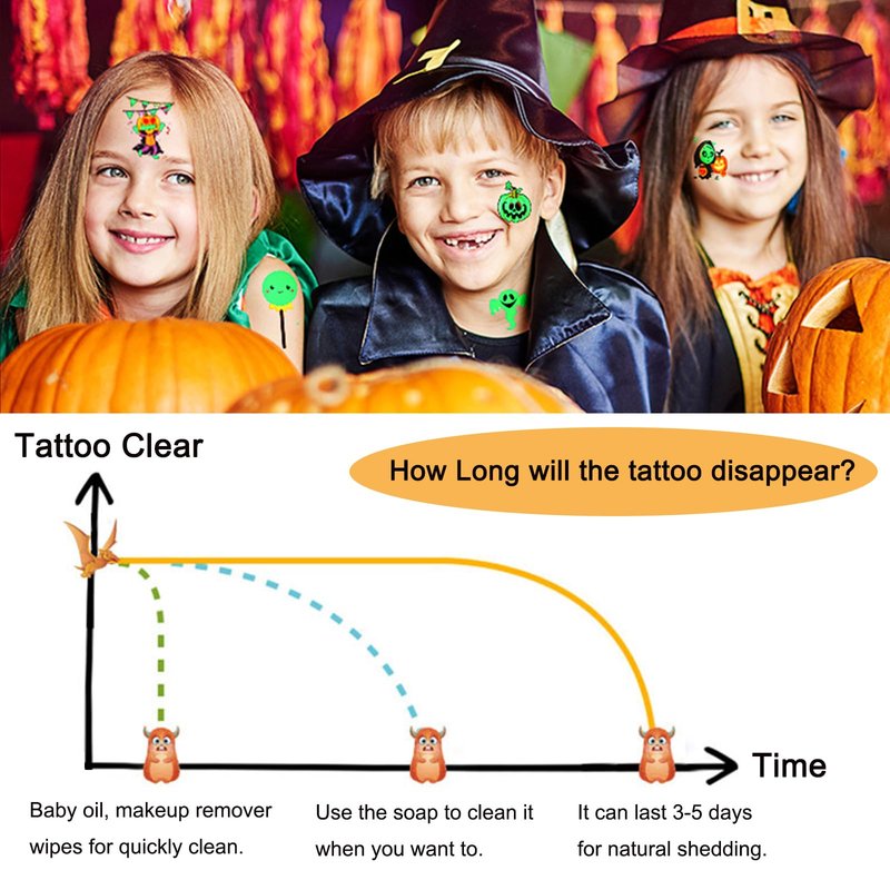 ZHAKKE Halloween Temporary Tattoos for Kids 20 Pack Glow in the Dark Party Tattoos Birthday Party Decorations Assorted Goodies Tattoos Goody Bag Supplies