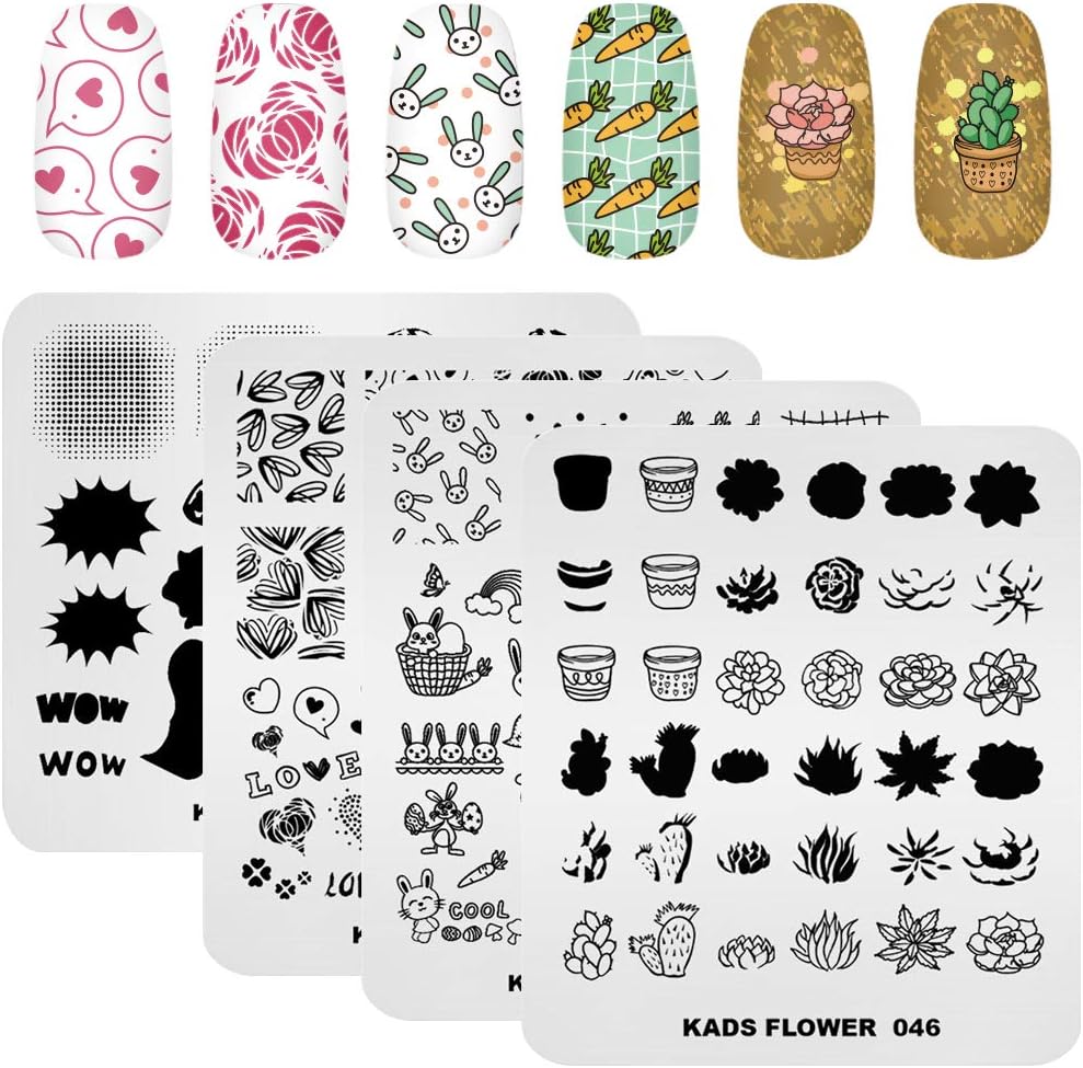 KADS Nail Stamp Plates Set - 20 Pcs Floral, Animal & Leaf Nail Art Templates | Perfect for DIY Manicure