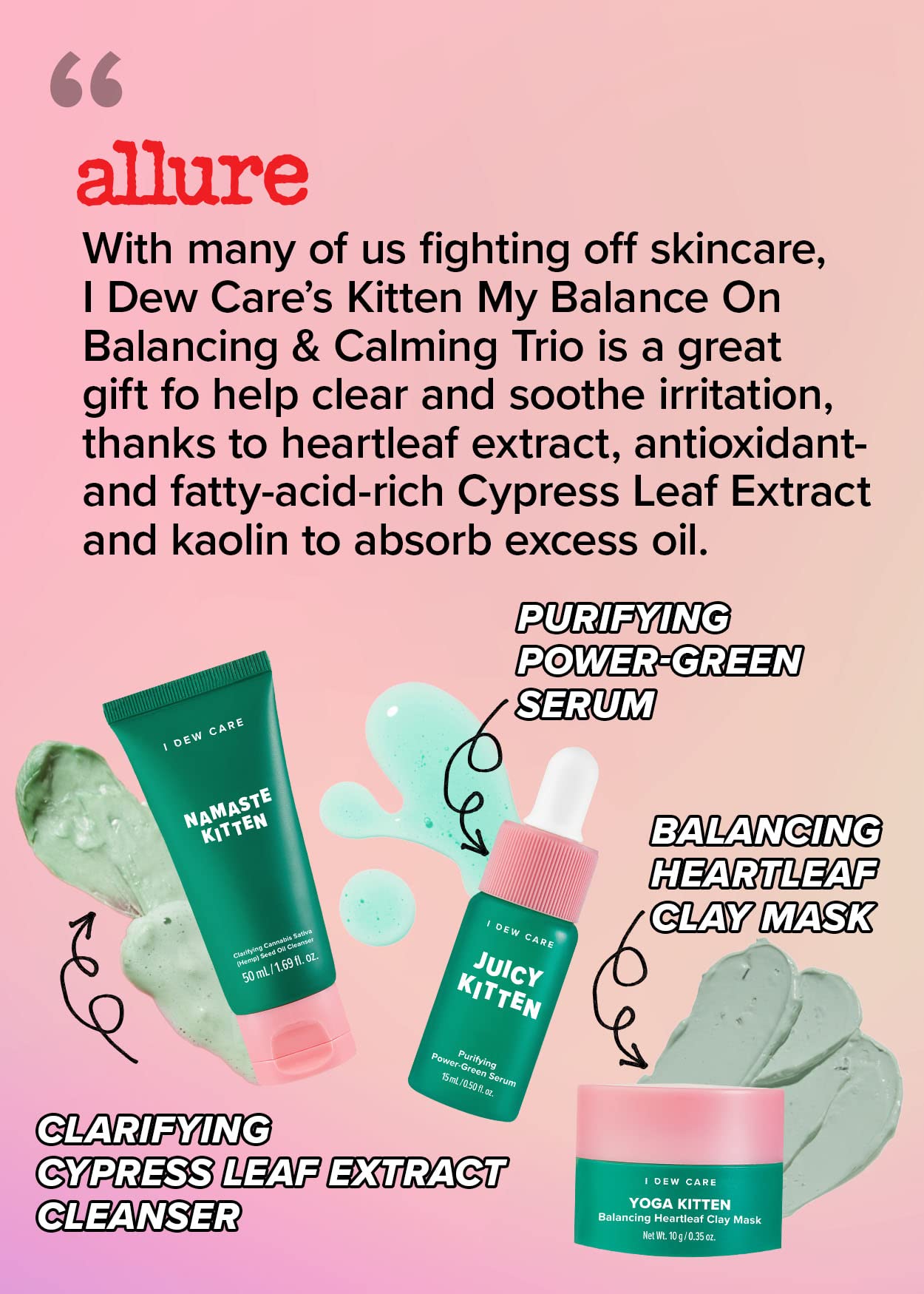 I Dew Care Kitten Glass Skincare Set - Perfect Gift for Girls and Women | Stocking Stuffers, Holiday, Christmas