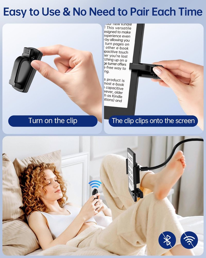 First No Text Blocking Remote Control Page Turner for Kindle Paperwhite,Silent Clicker Page Turner,Kindle Accessories for iPad/Tablets(Just Reading),Camera & Selfie Shutter